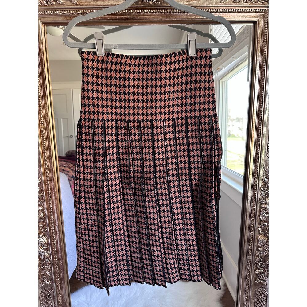 Aleeza Paris Black Brown Houndstooth Wonder Pleated Skirt Size 25 NEW NWT! - Picture 3 of 4